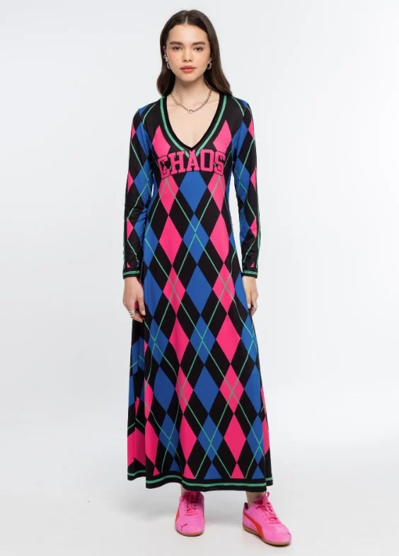 ARGYLE LONG DRESS - PEACE AND CHAOS