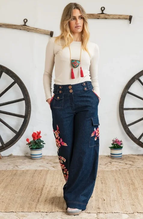 Presili Denim Pants Embroidery - POC A POC MENORCA